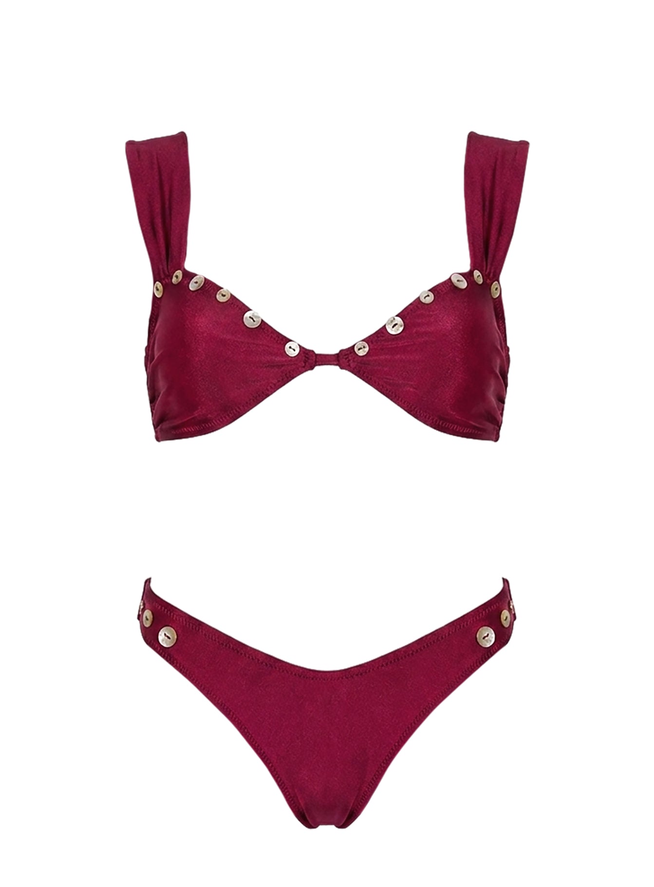 Sunset Club Shell Detail Bikini Top Plum