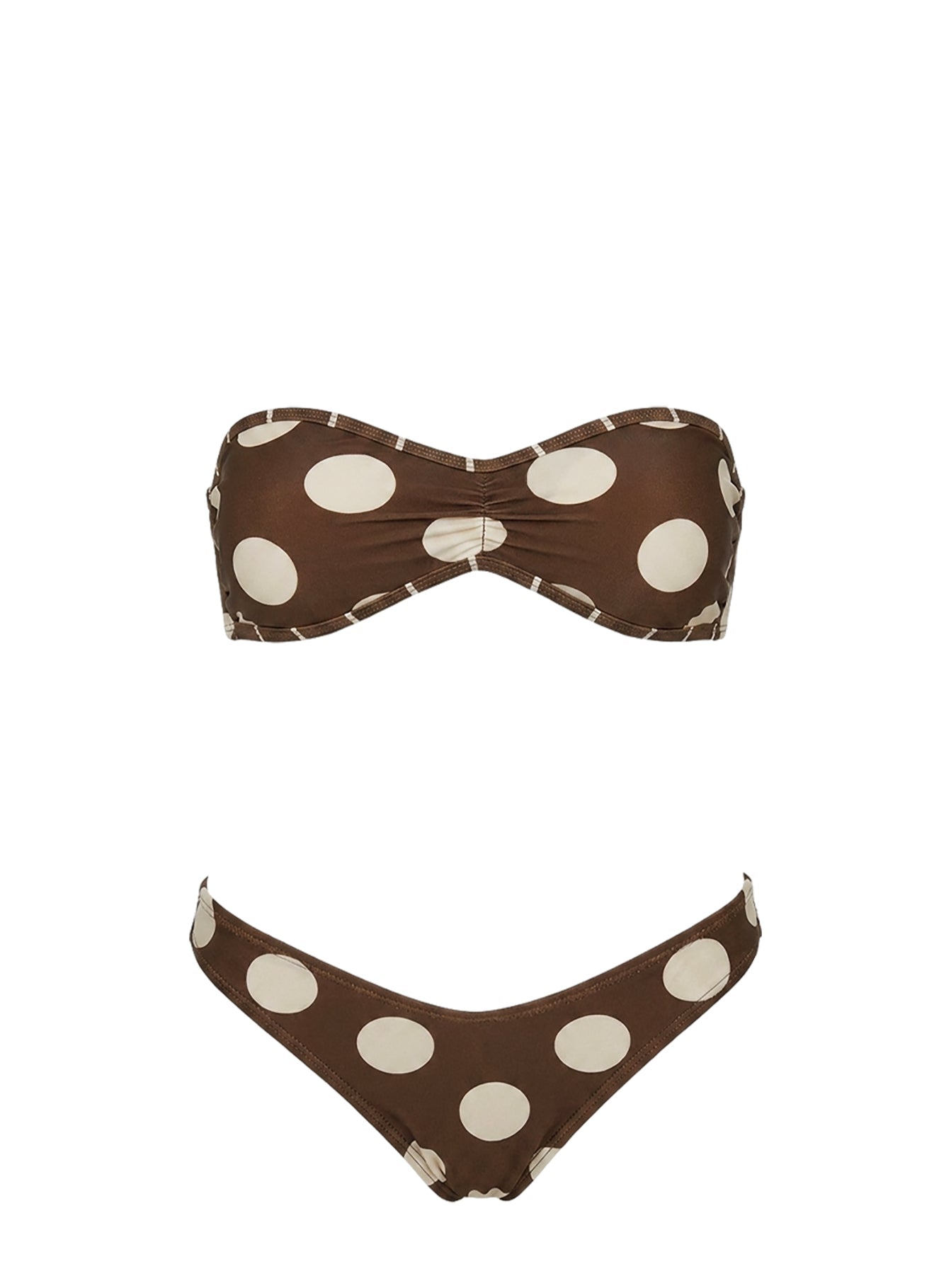 Tykana Bandeau Bikini Top Brown / Cream Polka Dot