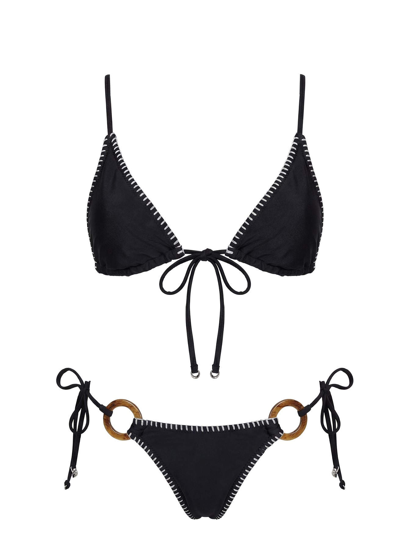Swim Good Ring Detail Tie Side Bikini Bottoms Black