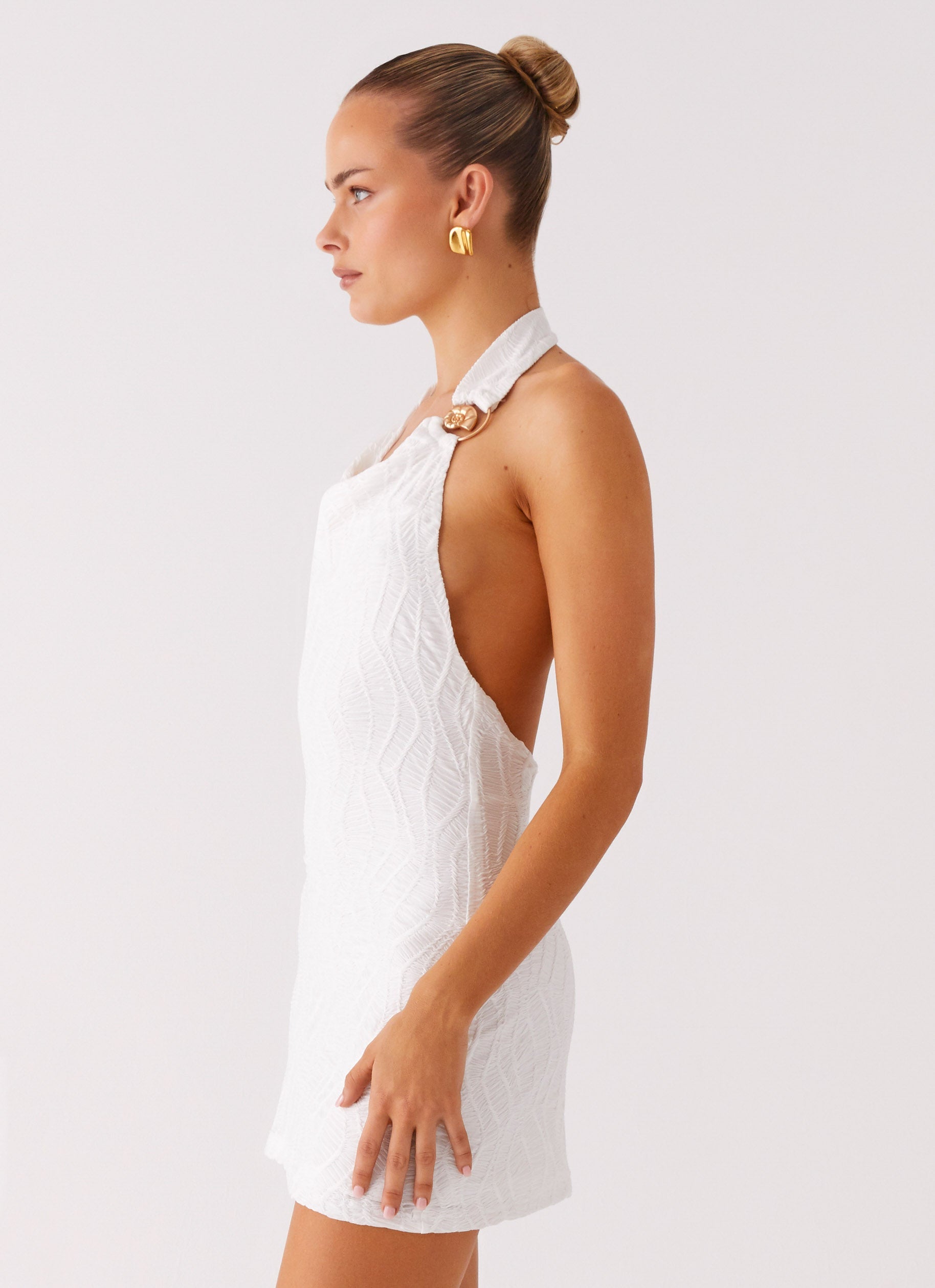 Love Line Halter Mini Dress - White