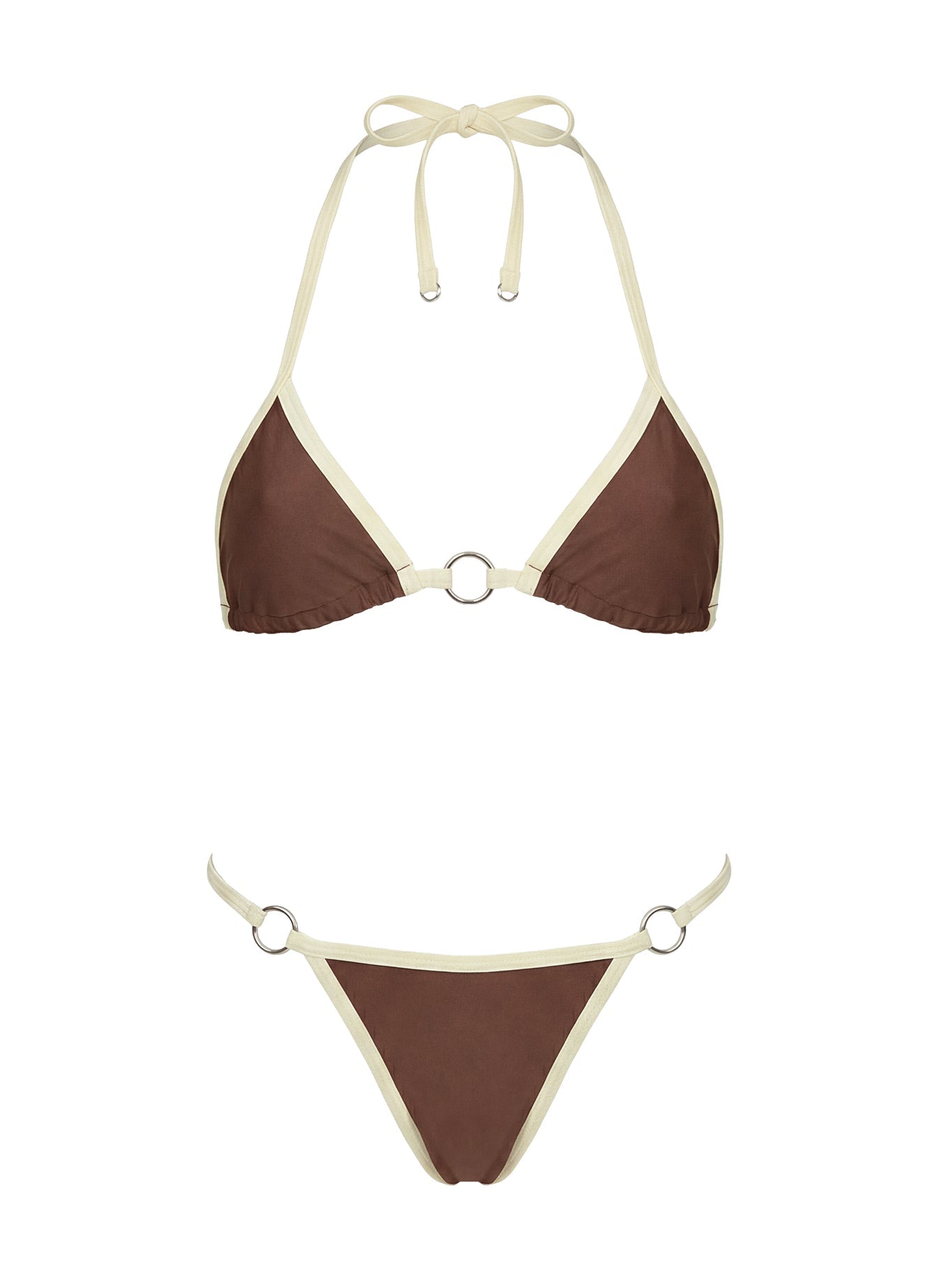 Maurita Hardware Halter Bikini Top Brown / White