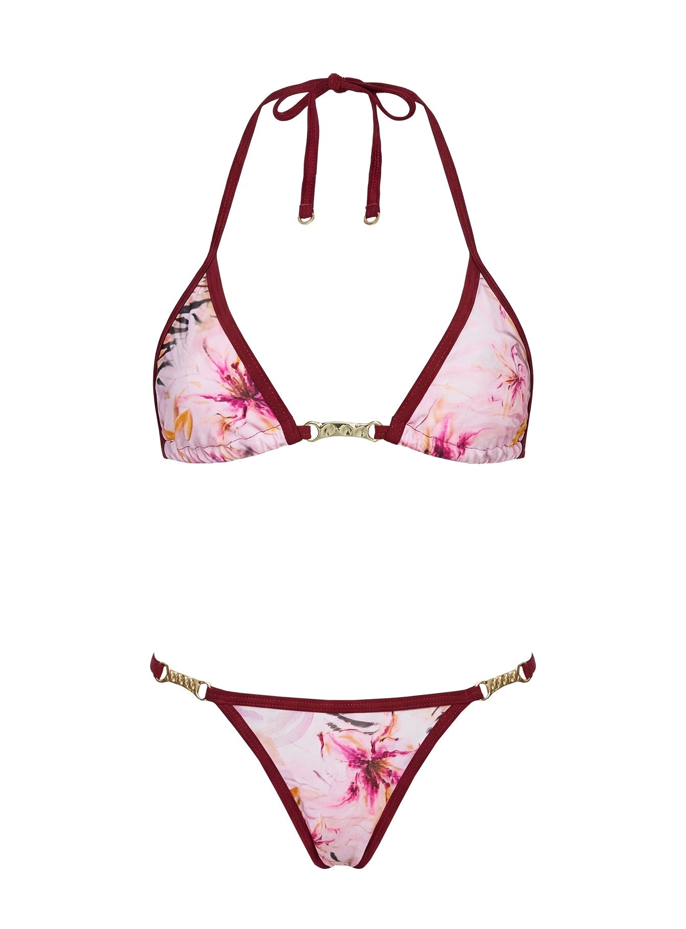 Maurita Hardware Halter Bikini Top Multi Floral