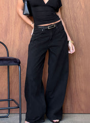 Naylor Mid Rise Wide Leg Jeans Washed Black Tall