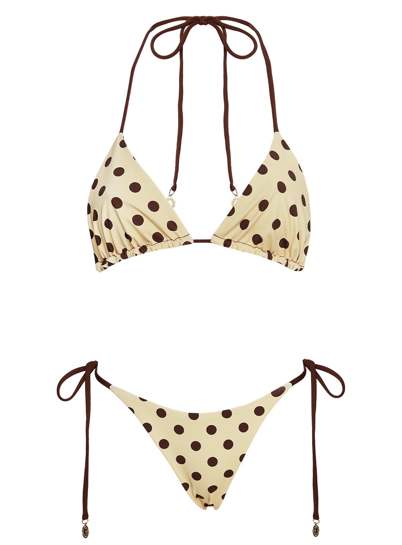 Nevaeh Reversible Triangle Bikini Top Yellow Polka Dot
