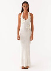 Novalee Flower Crochet Maxi Dress - Ivory