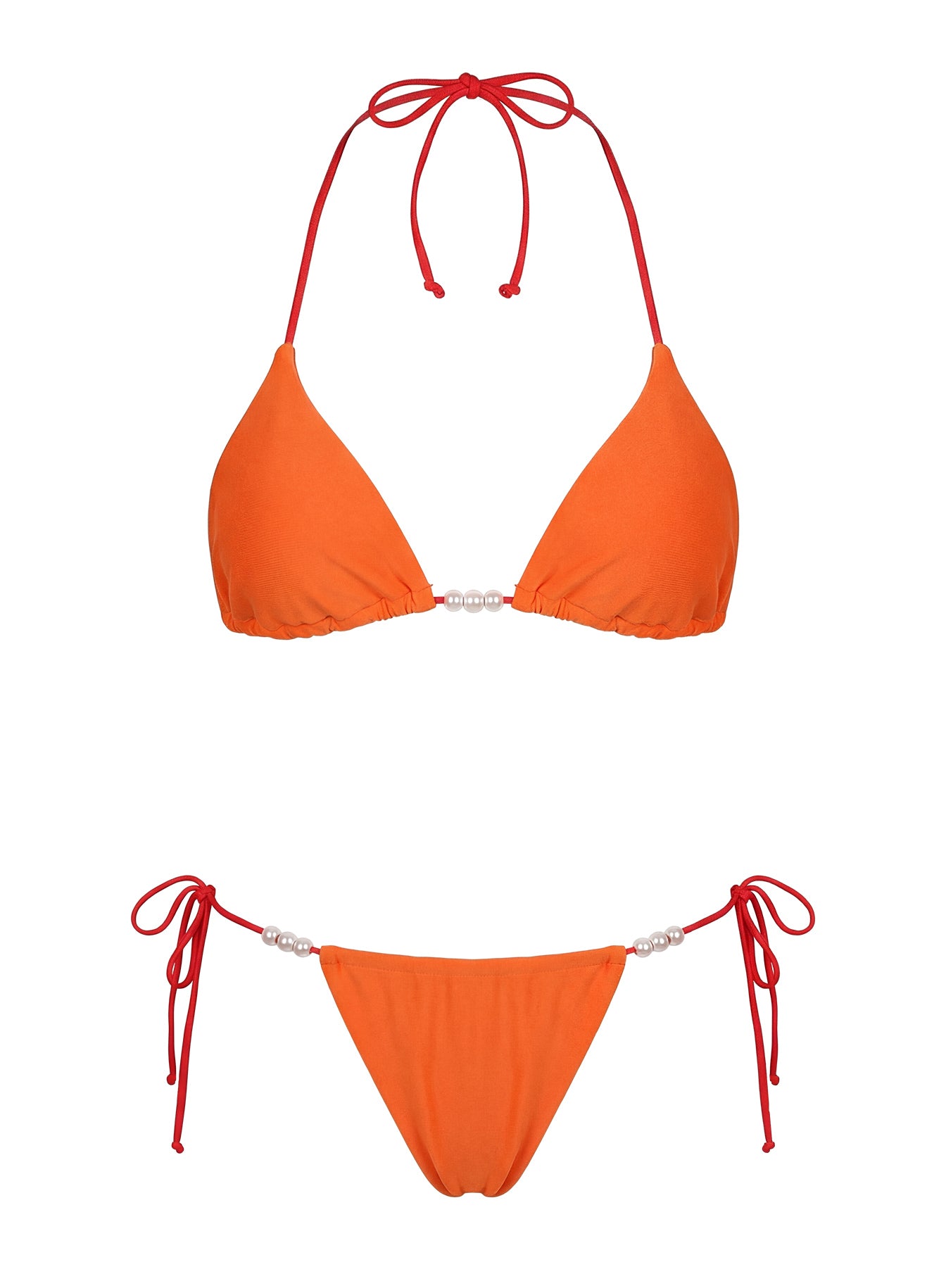 On Island Time String Bead Detail Bikini Bottoms Orange