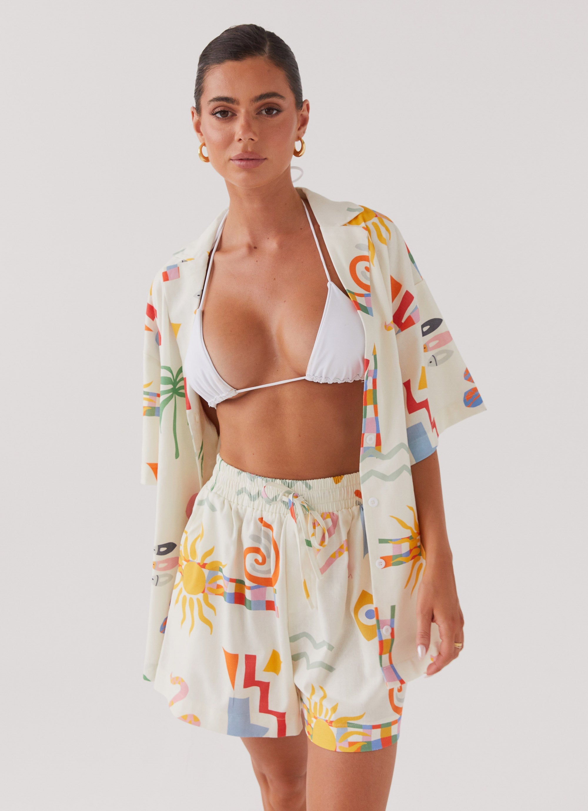 Tallulah Linen Shorts - Summer Palm
