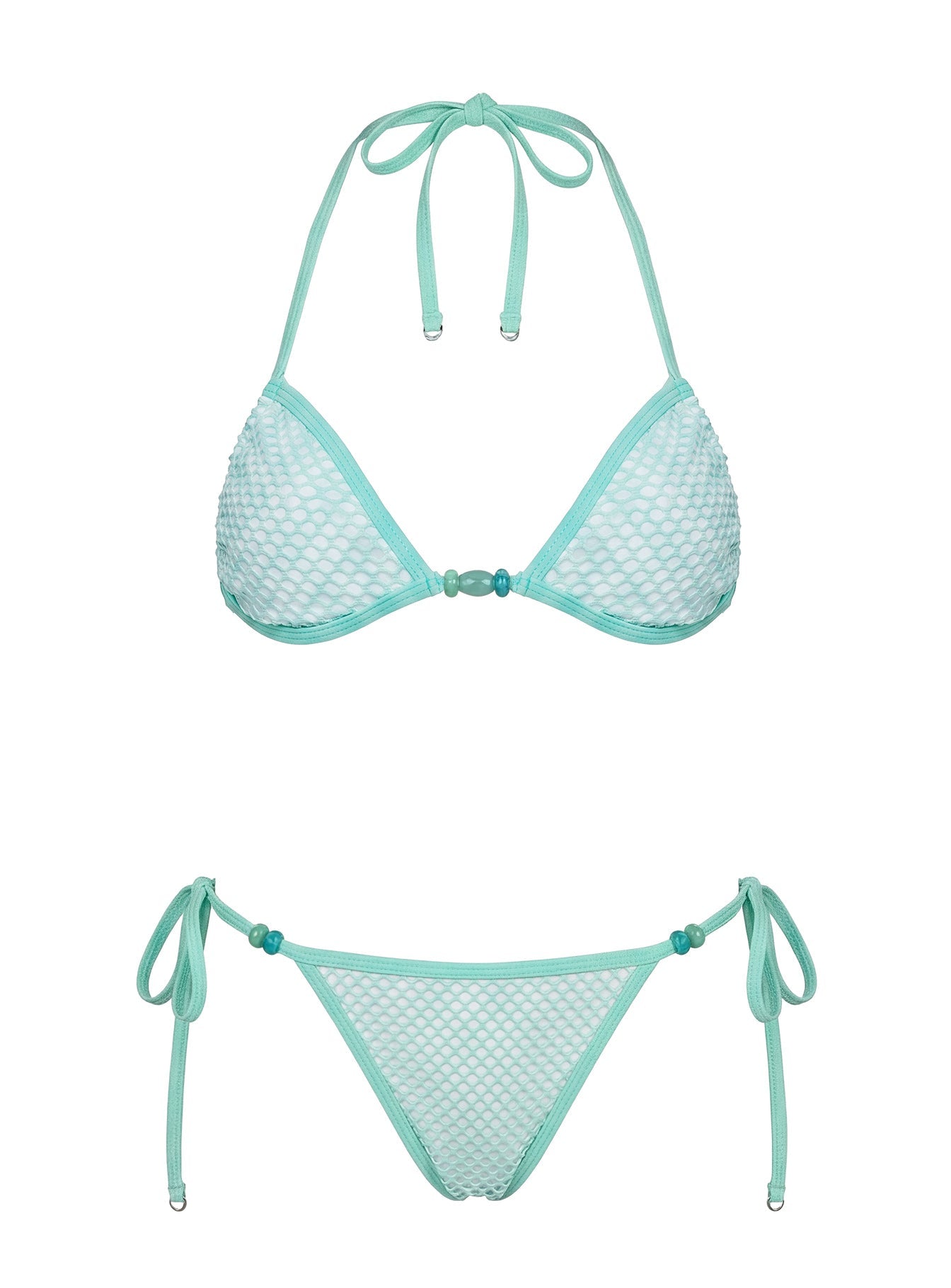 Poolside Only Bead Detail Bikini Top Green