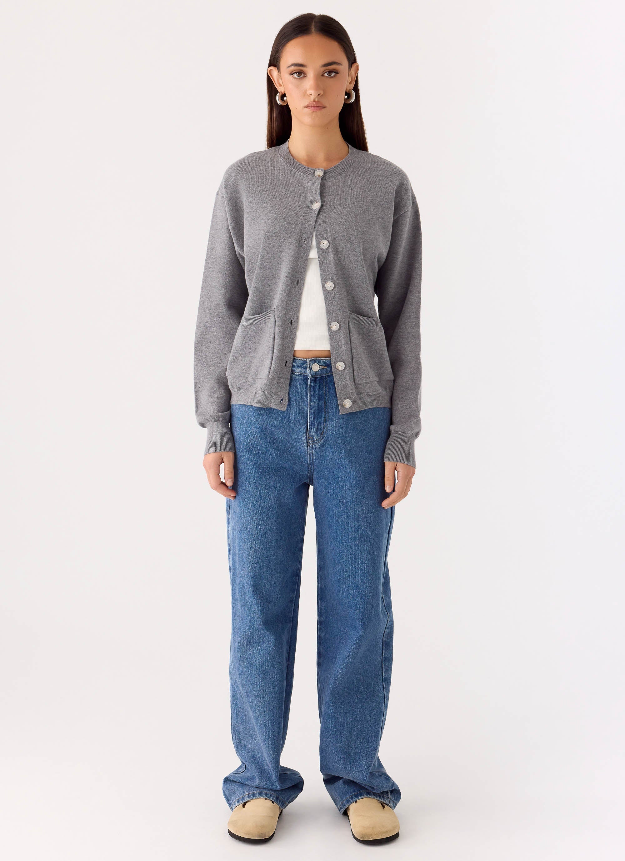 Sean Relaxed Knit Cardigan - Grey