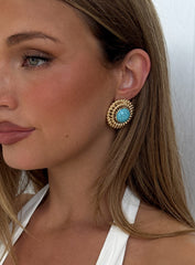 Sipriane Statement Earrings Gold / Turquoise