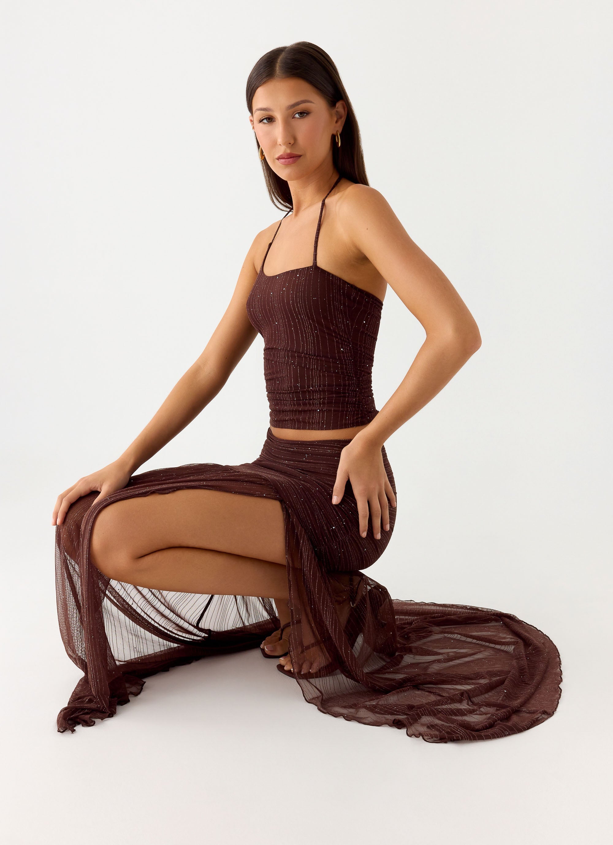 Sparkling Night Maxi Skirt - Chocolate