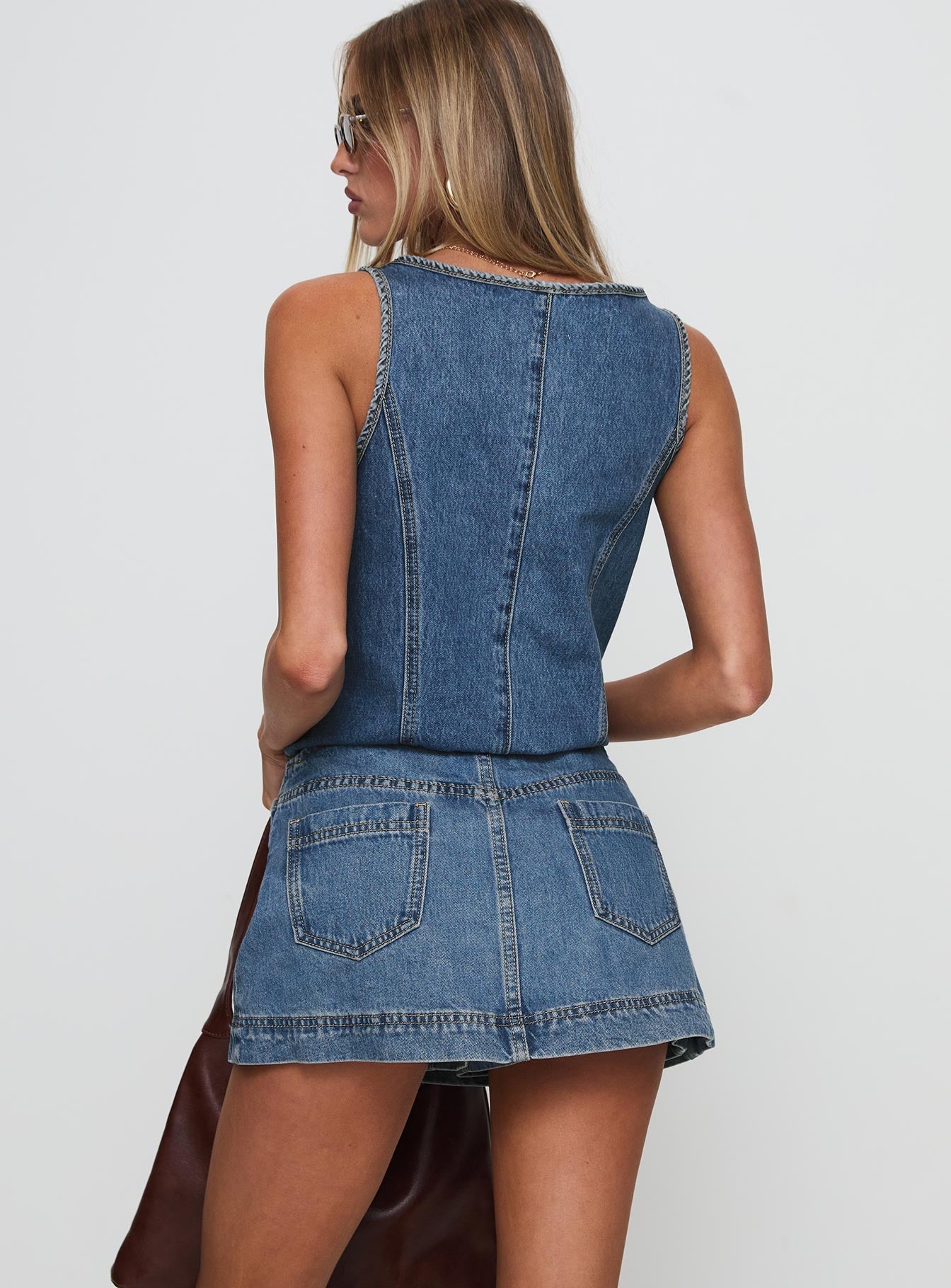 Stefenie Denim Skort Mid Wash Petite