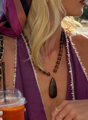 Sugar Storm Beaded Pendant Necklace Brown