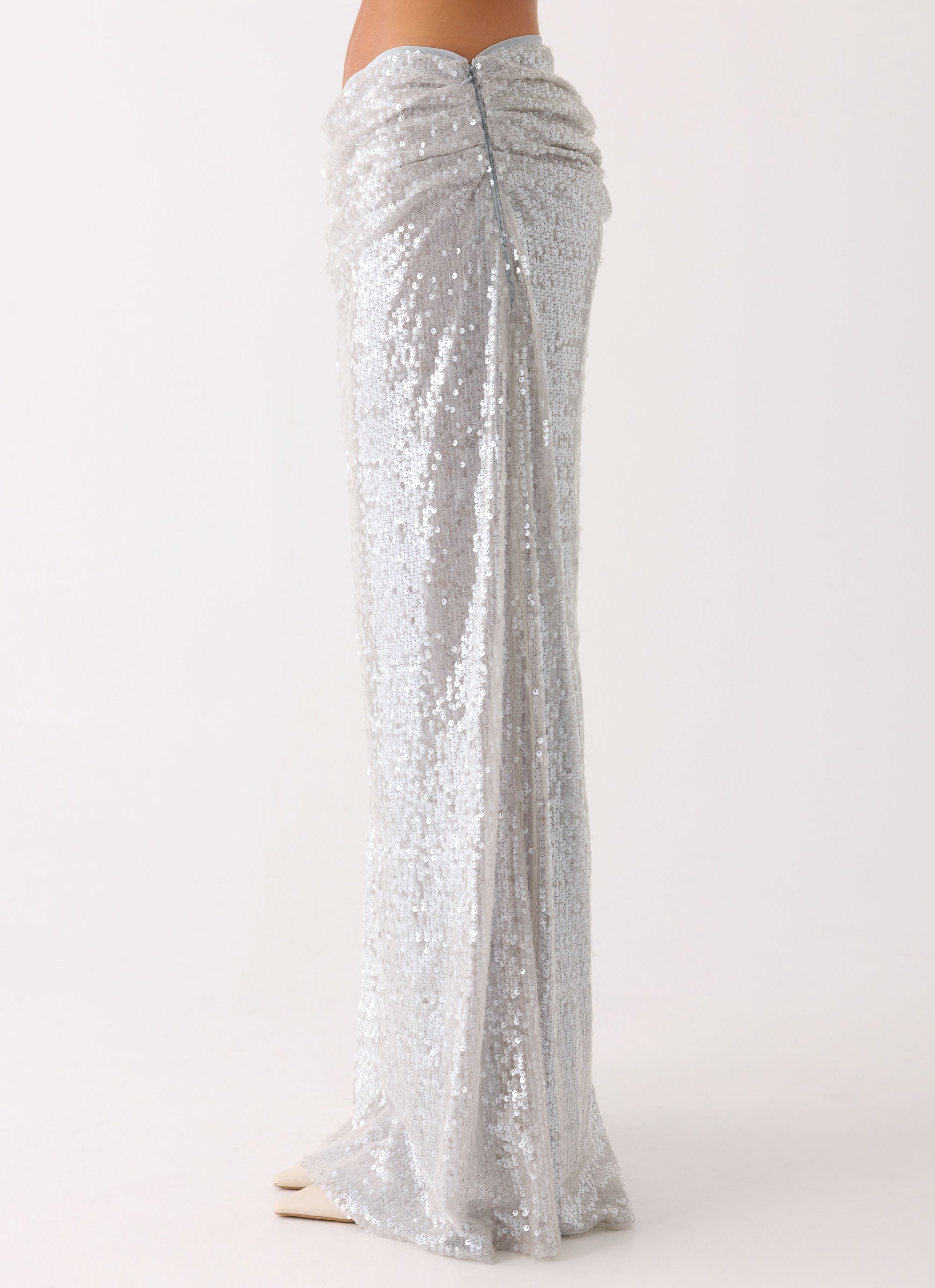 Susie Sequin Maxi Skirt - Silver