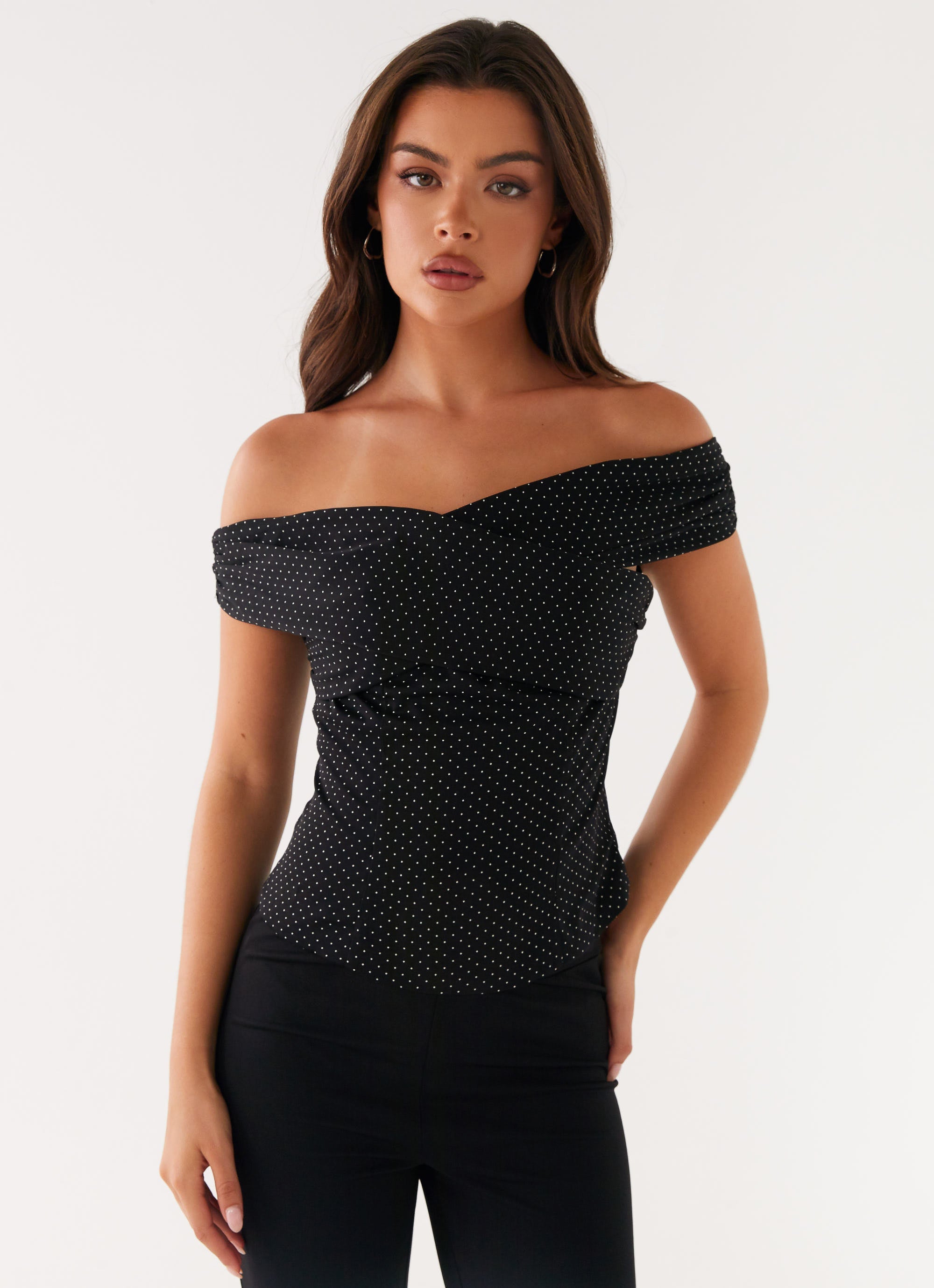 Tamera Top - Black Polka Dot