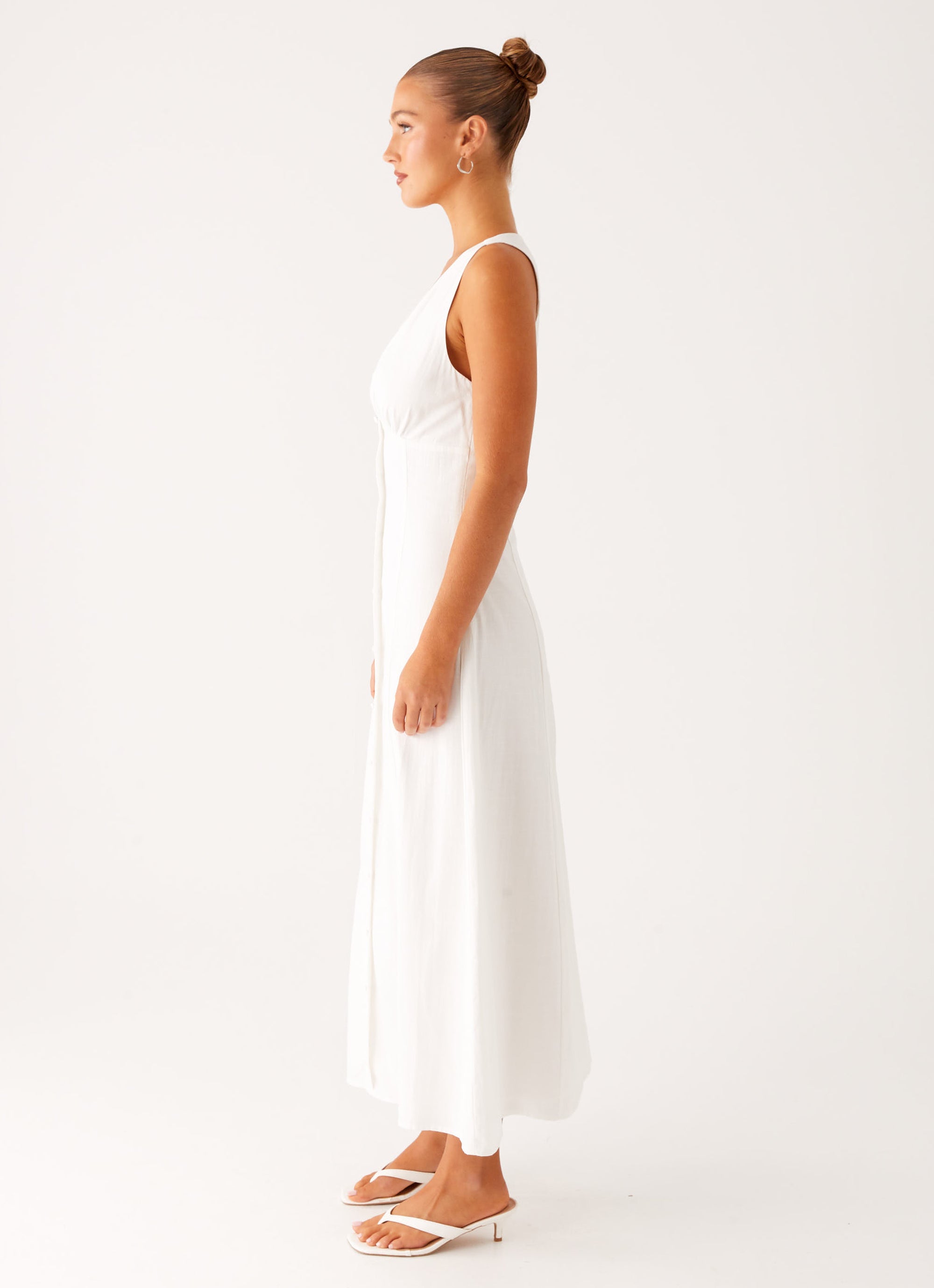 Tamsin Linen Maxi Dress - White